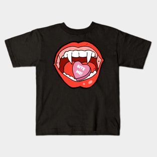 Bite Me Valentine Fangs Kids T-Shirt